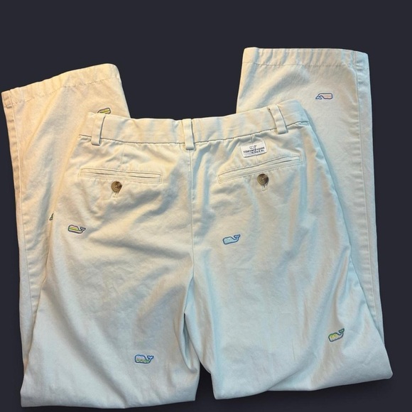 Vineyard Vines by Shep & Ian Khaki Pants | Size 14 | Embroidered Whale Logo - Picture 4 of 11